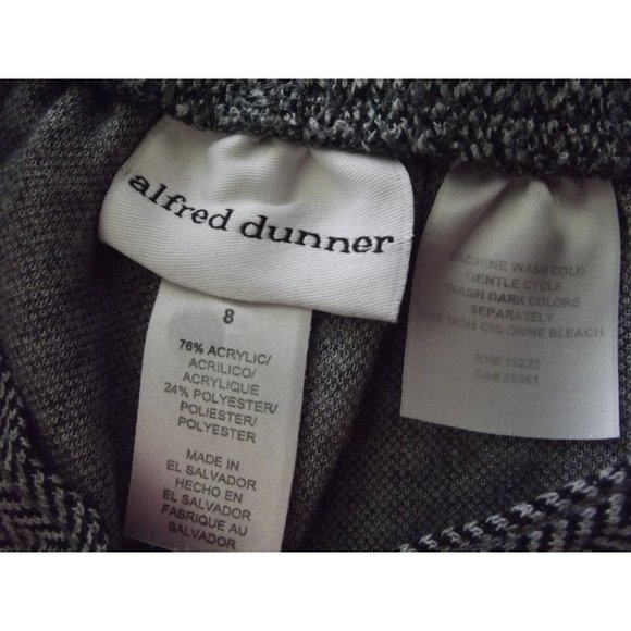 Alfred Dunner Dress Pant 8 x28"Inseam Herringbone Print ankle black gray chevron - Picture 3 of 6